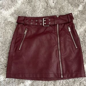 Top shop maroon leather skirt size 6